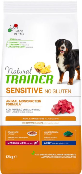 

Сухой корм для собак Trainer Sensitive No Gluten Medium&Maxi Adult with Lamb 12 кг