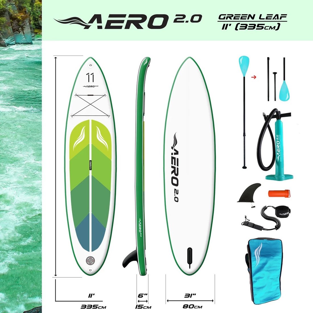 Сапборд AERO 2.0 Green Leaf 11
