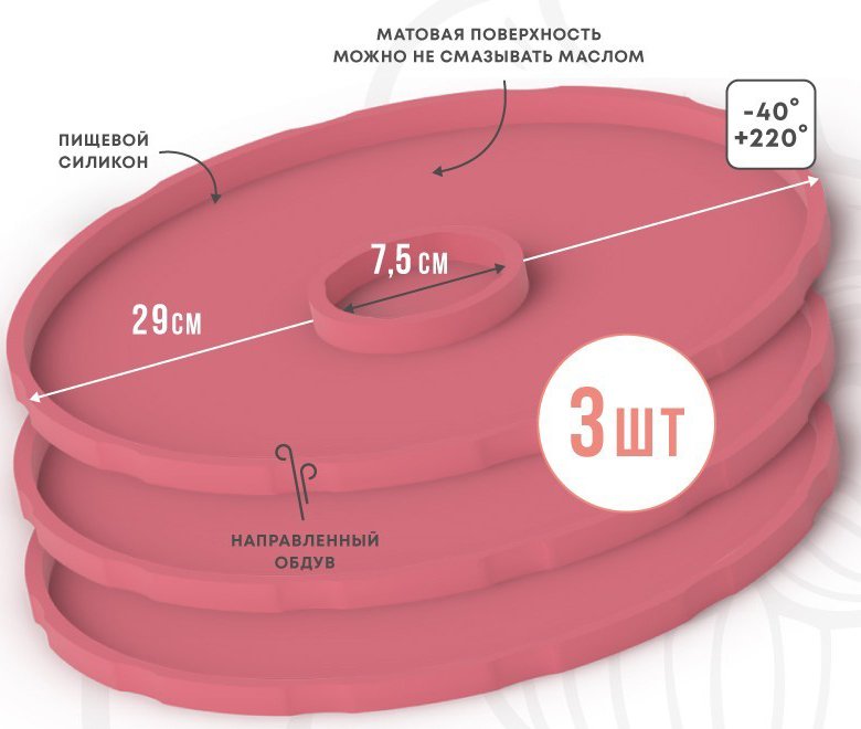 

Поддон для пастилы Сам Себе Шеф силиконовый сплошной d29 (3 шт)