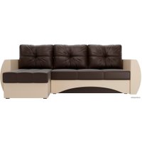 Угловой диван Лига диванов Сатурн 101068 (левый, экокожа, коричневый/бежевый)