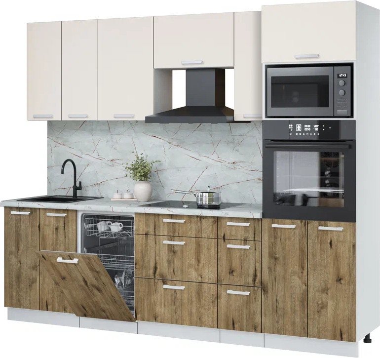 

Готовая кухня Интерлиния Мила Лайт 2.55-ПМ3 (персидский жемчуг/дуб веллингтон/серый каспий)