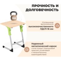 Ученический стол Sheffilton SHT-T-TN27 г5-7 (одн. береза/алюминиевый металлик/мятный)