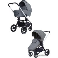 Универсальная коляска Rant MOWbaby Zoom PU (2 в 1, silver grey)