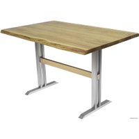 Кухонный стол Buro7 Двутавр 120 (с обзолом, дуб натуральный/серебро)