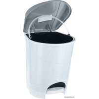 Мусорное ведро Idea с педалью 11 л (белый мрамор/серый)