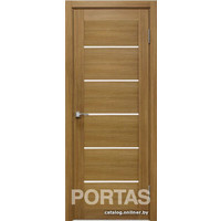 Межкомнатная дверь Portas S22 60x200 (орех карамель, стекло lacobel белый лак)
