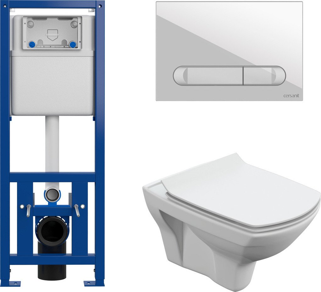 Унитаз подвесной Cersanit Carina New Clean On с инстал.Link Pro (с кнопкой Estetica 64109 белый)