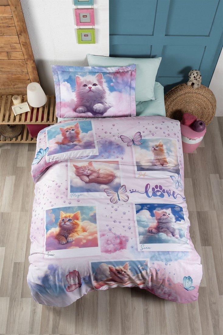 

Постельное белье DO&CO Ranforce Cute Cats 12175 (1.5-спальный, зеленый/розовый)