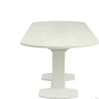 Кухонный стол Аврора Корсика фотопечать 120-151.5x80 (мрамор бежевый) 6/белый матовый)