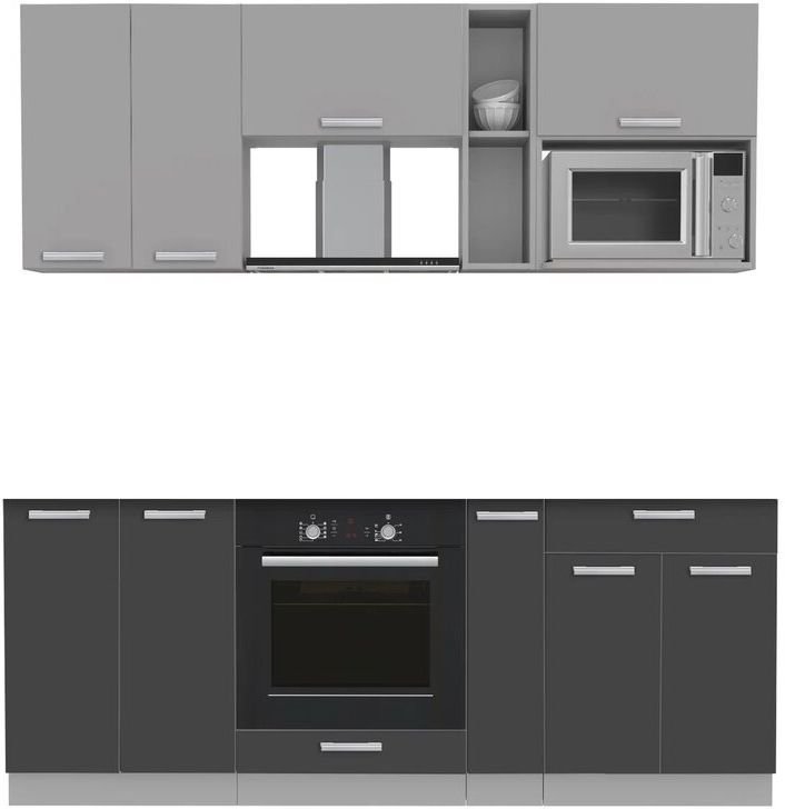 

Готовая кухня Интерлиния Мила Лайт 2.0 ВТ без столешницы (серебристый/антрацит)