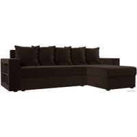 Угловой диван Лига диванов Дубай лайт правый 114164 (микровельвет коричневый)