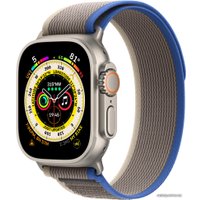 Умные часы Apple Watch Ultra LTE 49 мм (титановый корпус, титановый/сине-серый, нейлоновый ремешок размера M/L)