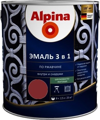 

Эмаль Alpina По ржавчине 3 в 1 RAL8011 0.75 л (шелковисто-матовый темно-коричневый)