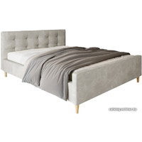Кровать Настоящая мебель Pinko 180x200 (вельвет, с ПМ, серый)