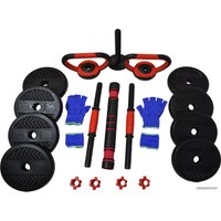 Набор гантелей с соединительным грифом  TREX Sport 6 в 1 15 кг