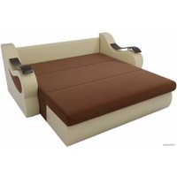 Диван Лига диванов Меркурий 100354 100 см (рогожка коричневый/экокожа бежевый)