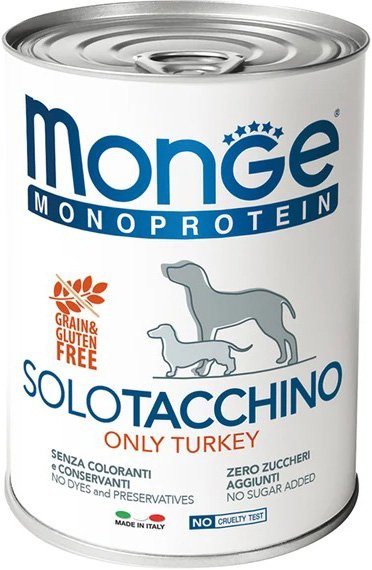 

Консервированный корм для собак Monge Monoprotein с индейкой (400 г)