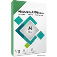 Обложка для термопереплета Гелеос CCA4G A4 230 г/м2 100 шт (кожа, зеленый)