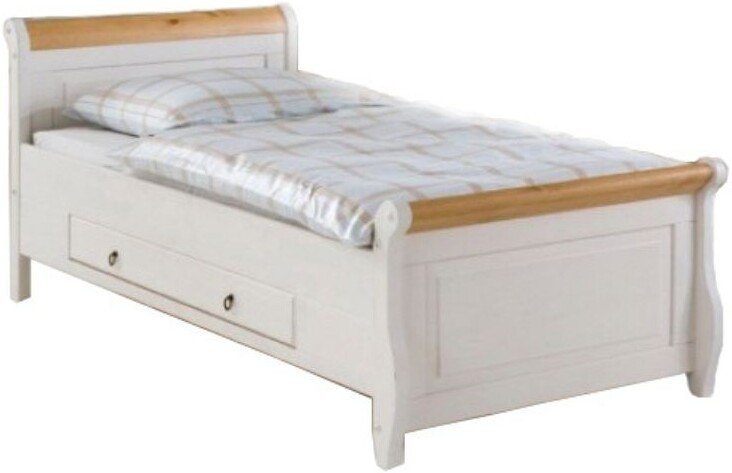 Кровать ММЦ Мальта 200x100 (с ящиками, белый воск/антик)