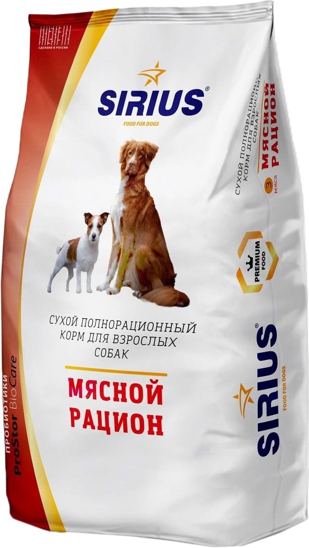

Сухой корм для собак Sirius мясной рацион 20 кг