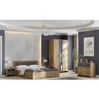 Кровать SV-Мебель МСП 1 с основанием 140х200 (дуб золотой/камень темный) в Лиде