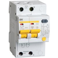 Дифференциальный автомат IEK АД12 2P 16А 10мА тип AC MAD10-2-016-C-010
