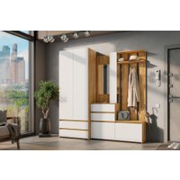 Шкаф распашной Mio Tesoro Некст 1 2-х створчатый с ящиками (дуб золтой/белый)