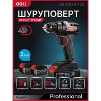 Дрель-шуруповерт Deli DE-DZ20-1D2 (с 2-мя АКБ, сумка)
