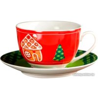 Чашка с блюдцем Magistro Новый Год. Пряничный домик 6974520