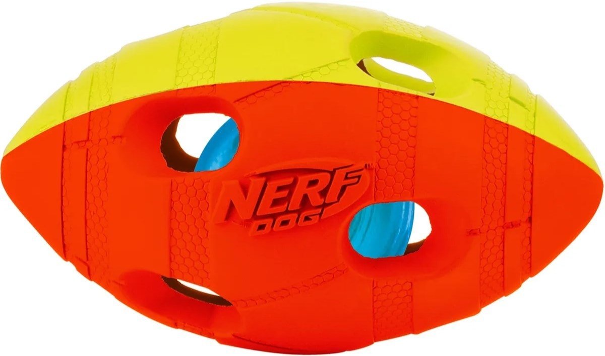 

Игрушка для собак Nerf Мяч гандбольный двухцветный светящийся 35378