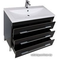 Aquanet Тумба с умывальником Верона 100 (черный, напольная, 3 ящика)