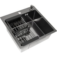Кухонная мойка Basic CL DS Decor 50x50 (черный, коландер, дозатор)