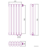 Стальной трубчатый радиатор Сунержа Эстет-11 EU50 500х225 5 секций (состаренная бронза)