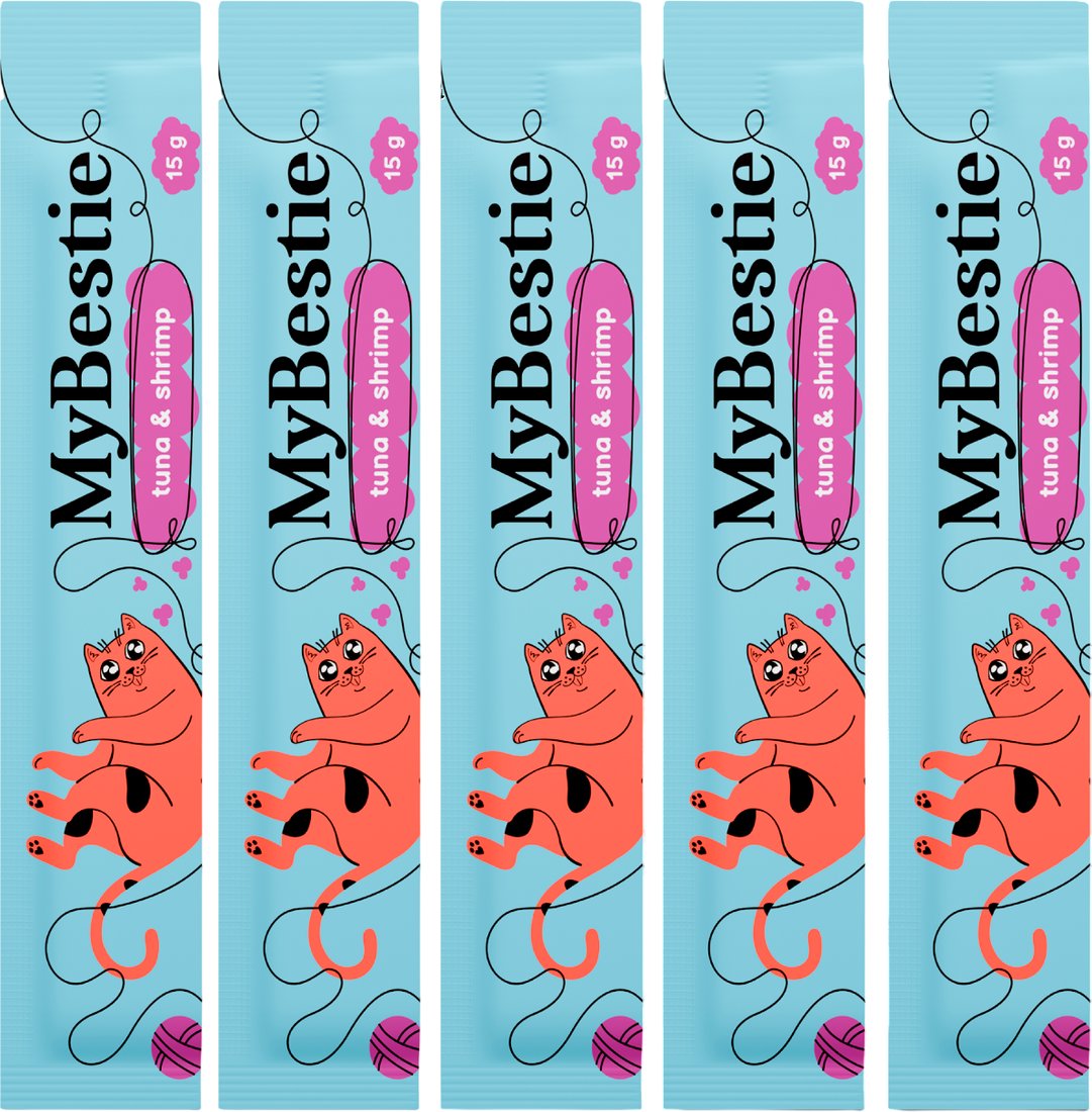 Лакомство для кошек MyBestie Тунец и Креветки (5x15 г)