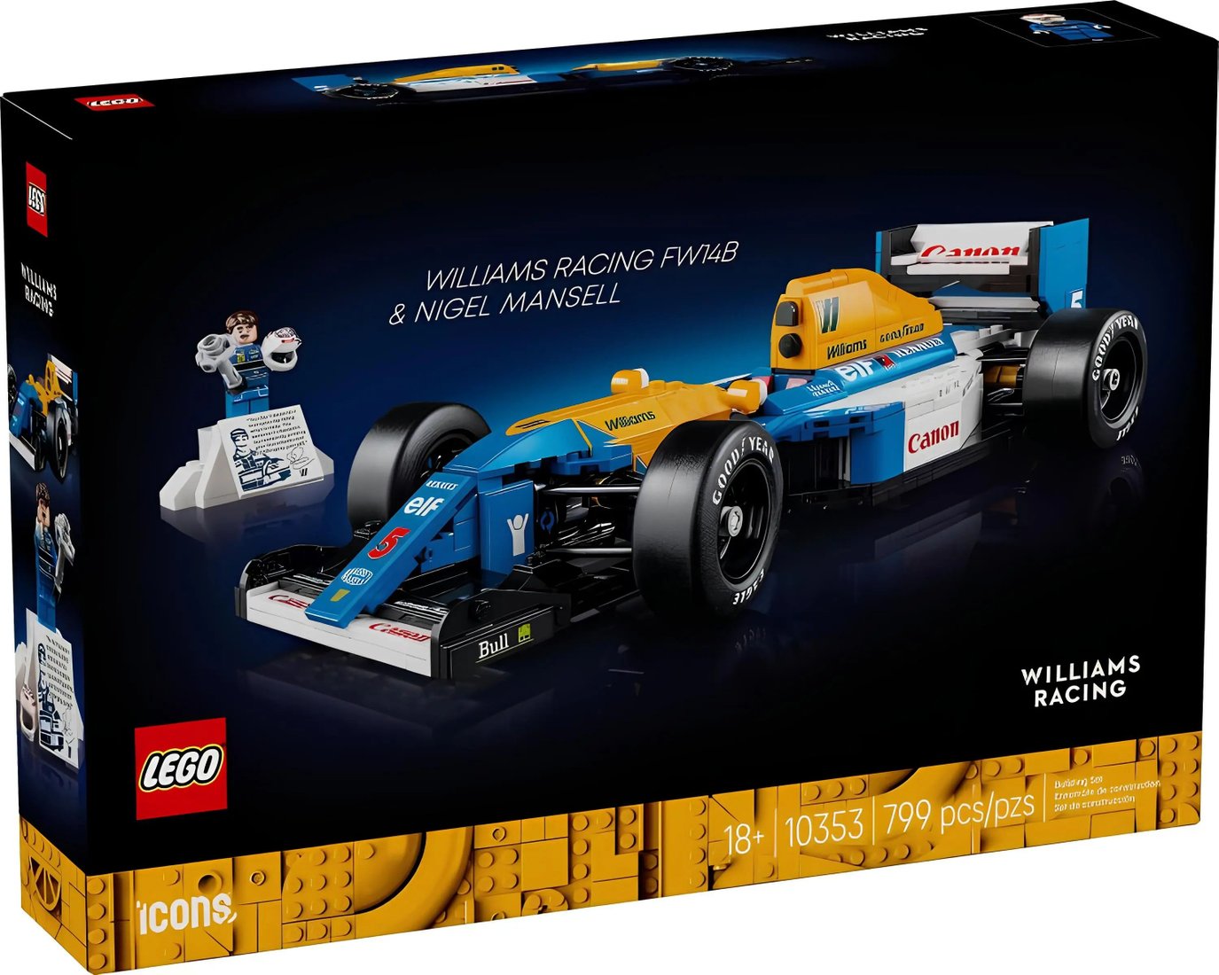 Конструктор LEGO Icons 10353 Гоночная машина Williams Racing FW14B & Nigel Mansell