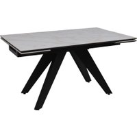 Кухонный стол Lepremo AV 2122 МДФ+керамика раздвижной 1400-2000x850 (белый глянцевый Carla Larkin/черный)