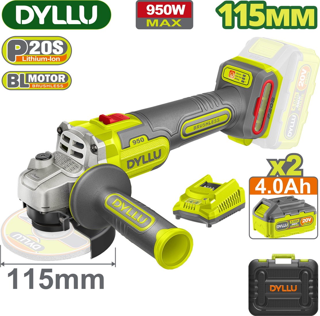 

Угловая шлифмашина Dyllu DTLAP5322 (с 2-мя АКБ, кейс)