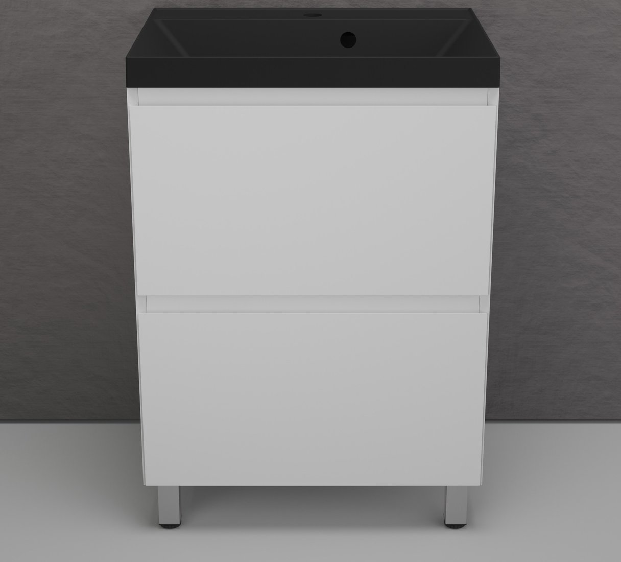 Symbolite Тумба под умывальник Манхэттен 60 Plus 2 ящика + Asti 60x45 (белый матовый/антрацит)