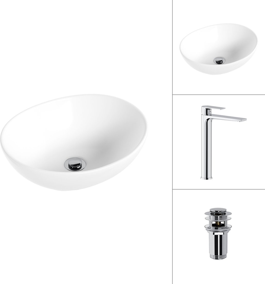 Умывальник Lauter 21652 + Reef 21CK8678C с донным клапаном 21190CH (хром)