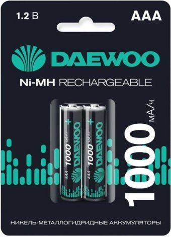 Аккумулятор Daewoo Rechargable AAA 1000мАч 5043176 (2 шт)