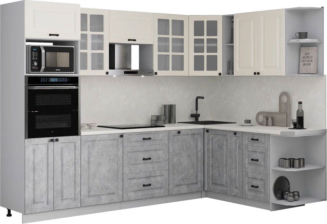 

Готовая кухня Интерлиния Мила Деко 1.88x2.8 PR (керамика/белый/опал светлый)