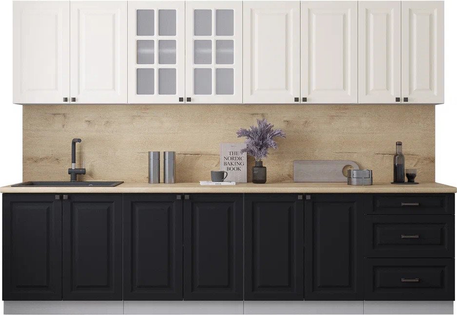 

Готовая кухня Интерлиния Мила Деко 3.0А (черный/белый/дуб бунратти)