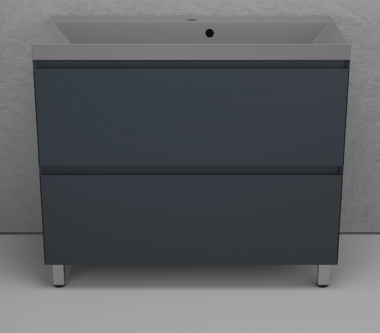 

Symbolite Тумба под умывальник Манхэттен 100 Plus 2 ящика + Line 100x48 (графит/серый шелк)