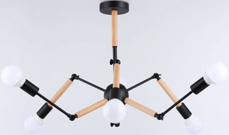 

Подвесная люстра Ambrella light Traditional TR80488/6 BK/LW (черный/светлое дерево)