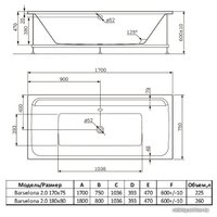 Ванна Alba Spa Barselona 2.0 180x80 (с сифоном)