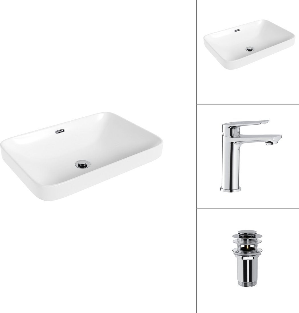 

Умывальник Lauter 21441B + Sky 21CK533C с донным клапаном 21190CH (хром)