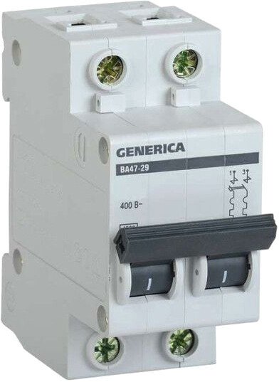 

Выключатель автоматический Generica ВА 47-29 2Р 40А 4.5кА MVA25-2-040-C