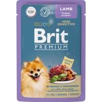 Пресервы Brit Premium д/мин. пород с чув. пищевар. ягн. с морковью 85 г