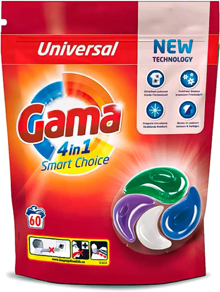 

Капсулы для стирки Gama Универсальный 4 в 1 Smart Choice 60 шт
