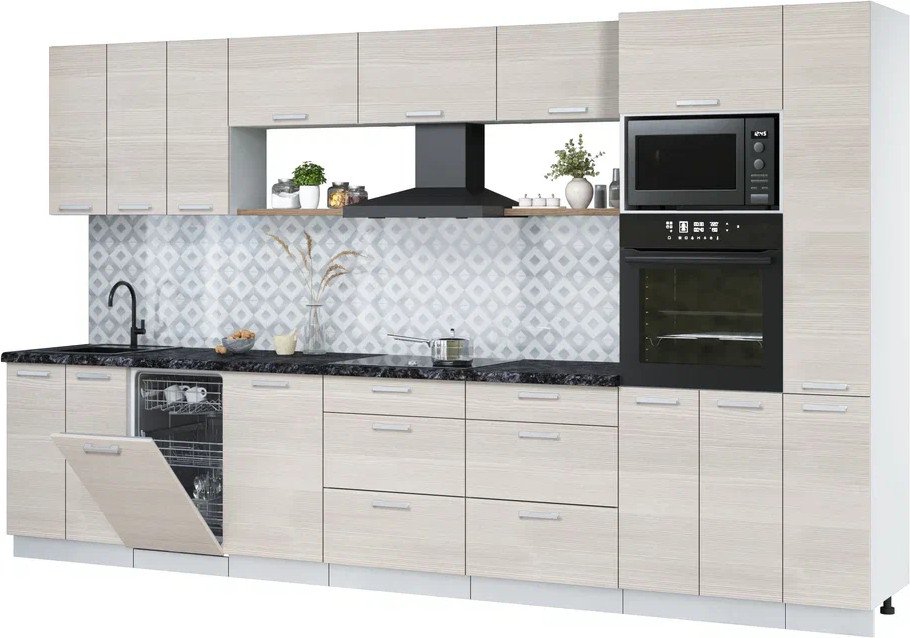 

Готовая кухня Интерлиния Мила Лайт 3.6-ПМ3 (вудлайн кремовый/вудлайн кремовый/кастилло темный)